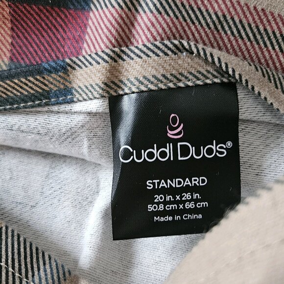 Cuddl Duds Tan & Red Tartan Plaid Flannel Pillow Cover Shams Set Standard 20x26 - Picture 2 of 2